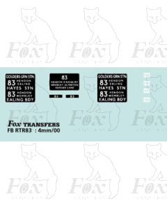 DESTINATION SCREENS - GOLDERS GRN STN - HAYES STN -EALING BDY - Restricted 1948-53