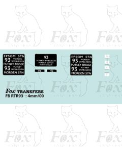 DESTINATION SCREENS - EPSOM STN - PUTNEY BRIDGE -MORDEN STN - Restricted 1948-53
