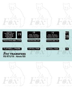 DESTINATION SCREENS - TOOTING BEC STATION - TUFNELL PARK 