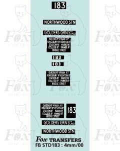 DESTINATION SCREENS - NORTHWOOD STN - GOLDERS GREEN