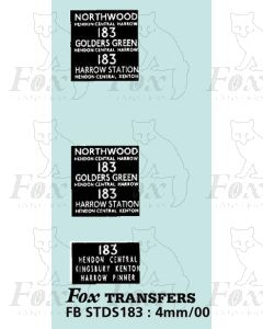 DESTINATION SCREENS - NORTHWOOD - GOLDERS GRN - HARROW STN