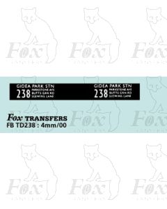 DESTINATION SCREENS - GIDEA PARK STN