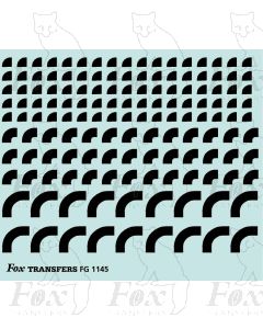 Corners in black - Radius Corners, 3 sizes 2.5mm