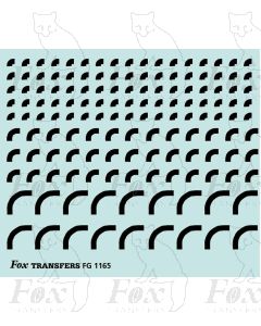 Corners in black - Radius Corners, 3 sizes 1.5mm