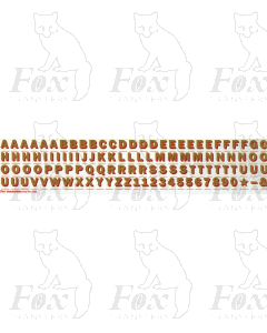 Alphabets in gold with red shadow - Franklin Heavy, 9mm