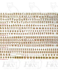 Alphabets in gold with red shadow -  4 sheets Cheltenham Bold, 9mm
