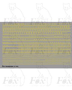 Alphabet in yellow - Cheltenham Medium, 2mm & 1mm