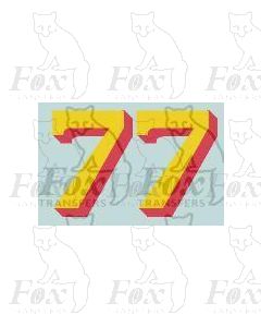 (14.75mm high) Yellow/red shadow - 1 pair number 7