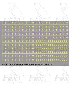 Prototype 9 inch Steam Cabside Numbering (CREAM)