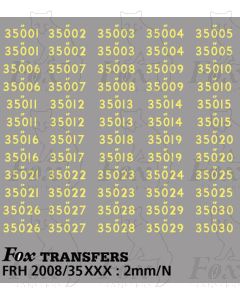 Steam Cabside Numbersets 35001-35030