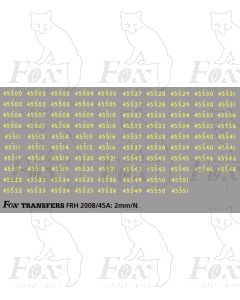 Steam Cabside Numbersets 45500-45551