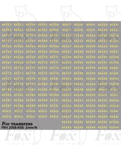 Steam Cabside Numbersets 45552-45646