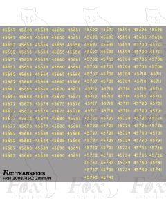 Steam Cabside Numbersets 45647-45742