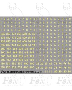 Coaching stock rake set numbering and numbersets - off white