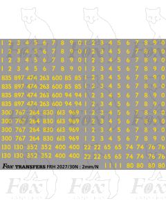 Mk1 Coaching stock rake set numbering and numbersets - yellow