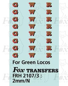 GWR Locomotive Initials gold/red/black