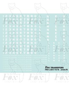 LNER Loco Lettering/Numbering for use on works grey painted engines.