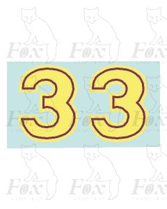 (27mm high) cream/crimson inline - 1 pair number 3