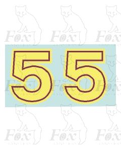 (16.5mm high) cream/crimson inline - 1 pair number 5