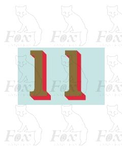 (42mm high) Gold/red shadow - 1 pair number 1