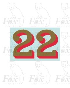 (29.25mm high) Gold/red shadow - 1 pair number 2