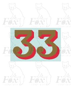 (20.75mm high) Gold/red shadow - 1 pair number 3