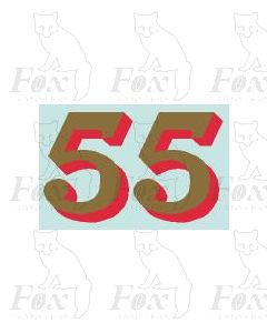 (20.75mm high) Gold/red shadow - 1 pair number 5