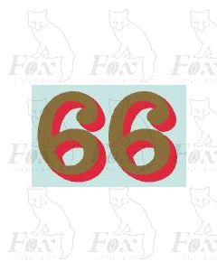 (24mm high) Gold/red shadow - 1 pair number 6