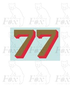 (24mm high) Gold/red shadow - 1 pair number 7