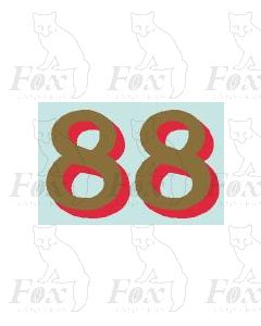 (18mm high) Gold/red shadow - 1 pair number 8