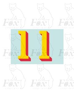 (42mm high) Yellow/red shadow - 1 pair number 1