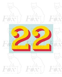 (20.75mm high) Yellow/red shadow - 1 pair number 2