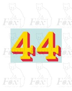(42mm high) Yellow/red shadow - 1 pair number 4