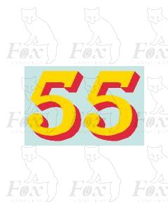 (42mm high) Yellow/red shadow - 1 pair number 5