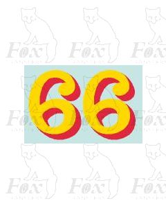 (34.5mm high) Yellow/red shadow - 1 pair number 6