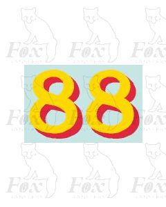 (20.75mm high) Yellow/red shadow - 1 pair number 8