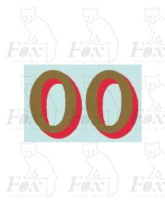 (20.75mm high) Gold/red shadow - 1 pair number 0