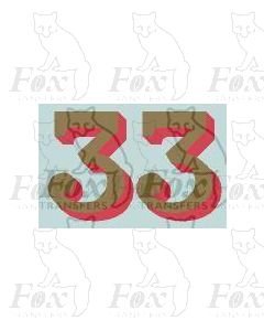 (12.25mm high) Gold/red shadow - 1 pair number 3