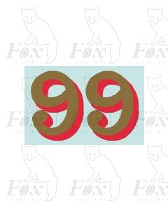 (24mm high) Gold/red shadow - 1 pair number 9