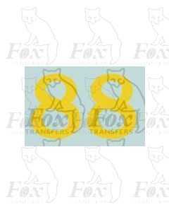 (13.5mm high) Yellow - 1 pair number 8