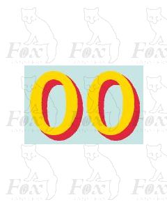 (29.25mm high) Yellow/red shadow - 1 pair number 0