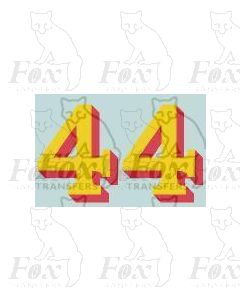 (14.75mm high) Yellow/red shadow - 1 pair number 4