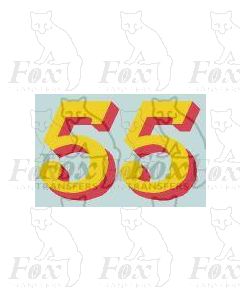 (12.25mm high) Yellow/red shadow - 1 pair number 5