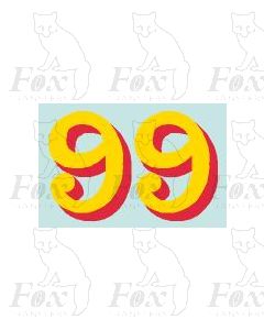 (14.75mm high) Yellow/red shadow - 1 pair number 9