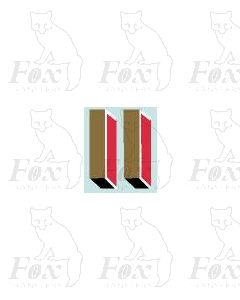 (44mm high) Gold/red/black/white - 1 pair number 1