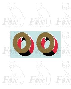 Gold/red/black (14.5mm high) - 1 pair number 0
