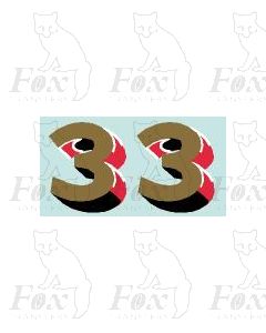 Gold/red/black (9.75mm high) - 1 pair number 3