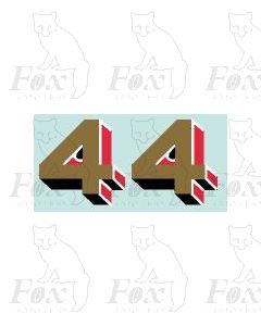 (23mm high) Gold/red/black/white - 1 pair number 4