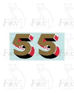 (30.5mm high) Gold/red/black/white - 1 pair number 5