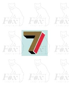 (15mm high) Gold/red/black/white - 1 x number 7